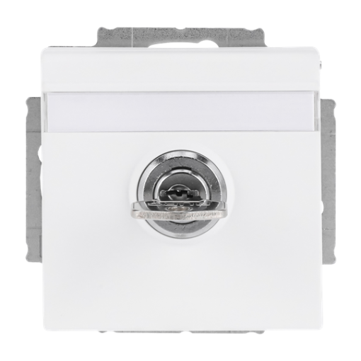 SCHUKO Socket insert with labelling field Safety Shutter with Hinged Lid and Cylinder with Simultaneous Locking with label space studio white matt - Platform 63