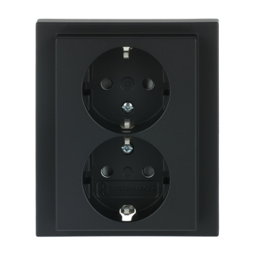 SCHUKO Double socket Safety Shutter black matt - Platform 63