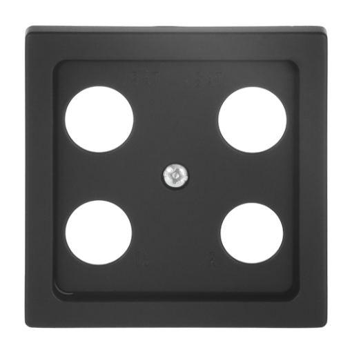 Cover plate TV  Radio  2x SAT 4 gang black matt - Platform 63