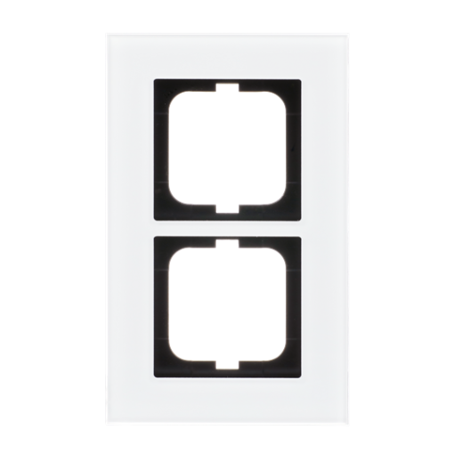 Cover frame 2-gang white glass - carat