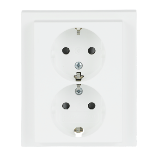 SCHUKO Double socket Safety Shutter studio white matt - future linear