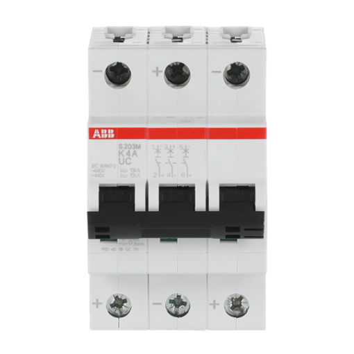 Miniature Circuit Breaker - S200MUC - 3P - 4 A - K - AC 10 kA