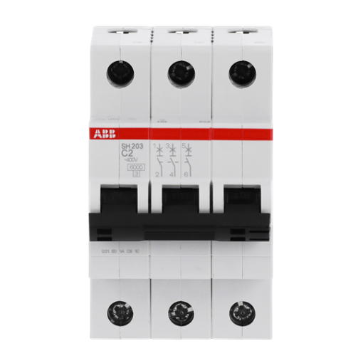 Miniature Circuit Breaker - SH200 - 3P - 2 A - C - AC 6 kA