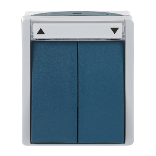 Venetian blind switch with labelling field Rocker, 1-pole switch 1P grey  blue-green - ocean