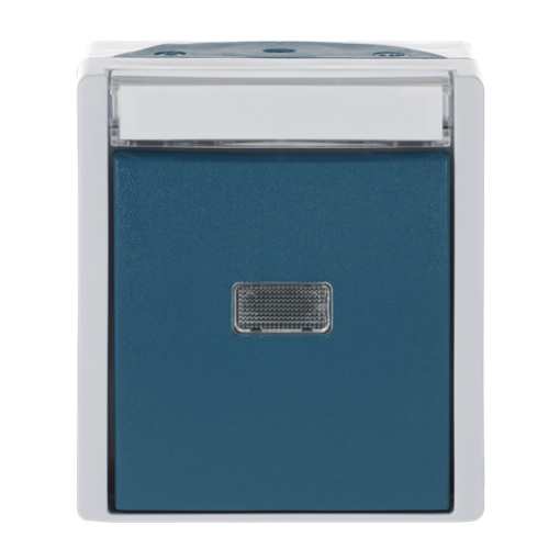 Switch with labelling field Push button, Single push button 1P 1NO grey  blue-green - ocean