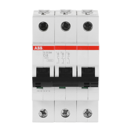 Miniature Circuit Breaker - S200M - 3P - 8 A - D - AC 10 kA