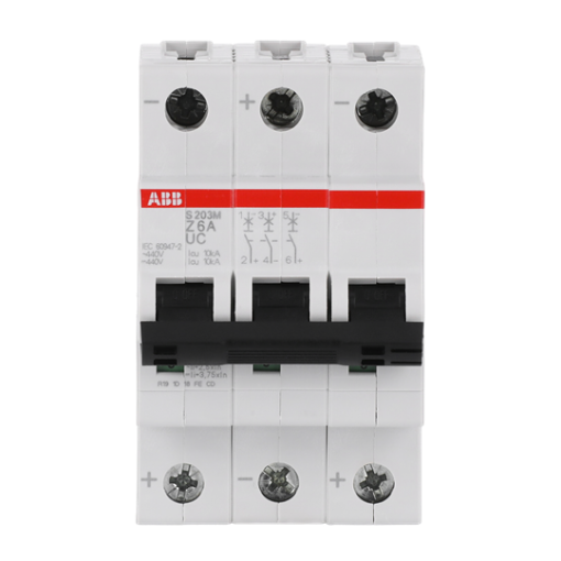 Miniature Circuit Breaker - S200MUC - 3P - 6 A - Z - AC 10 kA