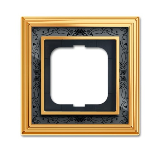 Cover frame 1-gang polished brass decor anthracite - Busch-Dynasty