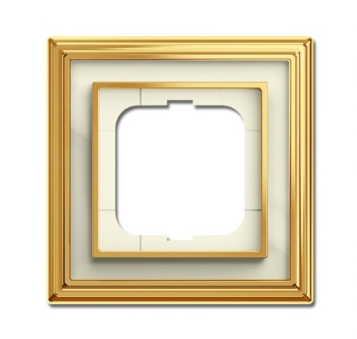 Cover frame 1-gang polished brass ivory white - Busch-Dynasty
