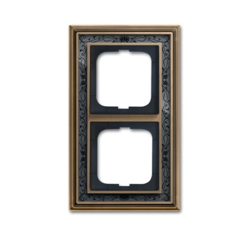 Cover frame 2-gang antique brass decor anthracite - Busch-Dynasty