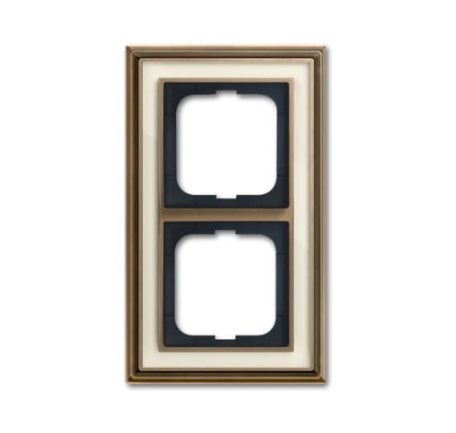 Cover frame 2-gang antique brass ivory white - Busch-Dynasty