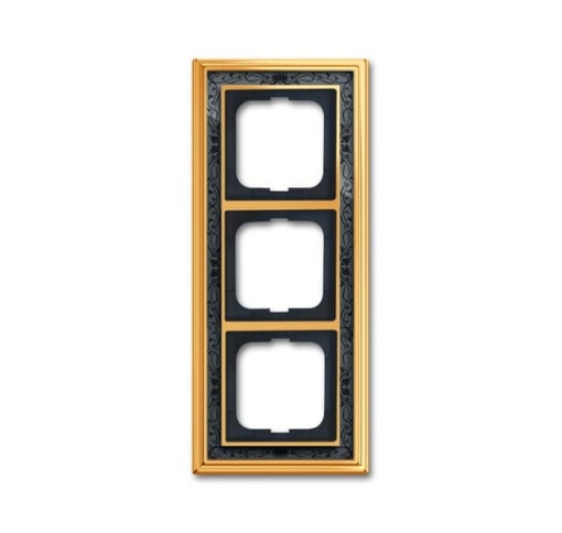 Cover frame 3-gang polished brass decor anthracite - Busch-Dynasty