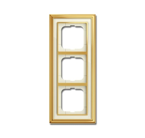Cover frame 3-gang polished brass ivory white - Busch-Dynasty