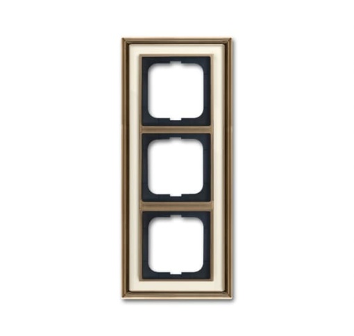 Cover frame 3-gang antique brass ivory white - Busch-Dynasty