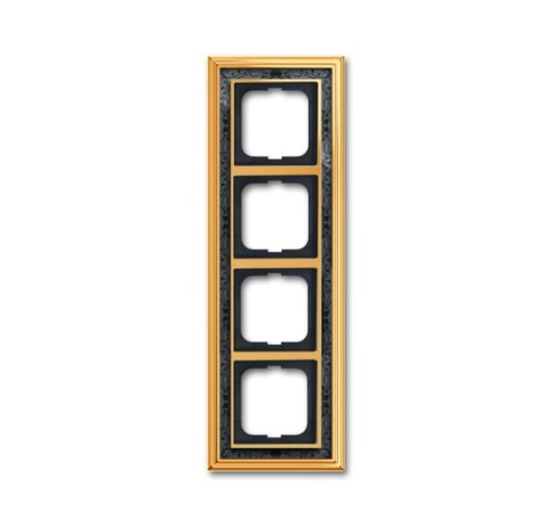 Cover frame 4-gang polished brass decor anthracite - Busch-Dynasty