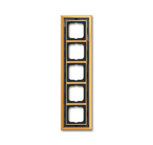 Cover frame 5-gang polished brass decor anthracite - Busch-Dynasty