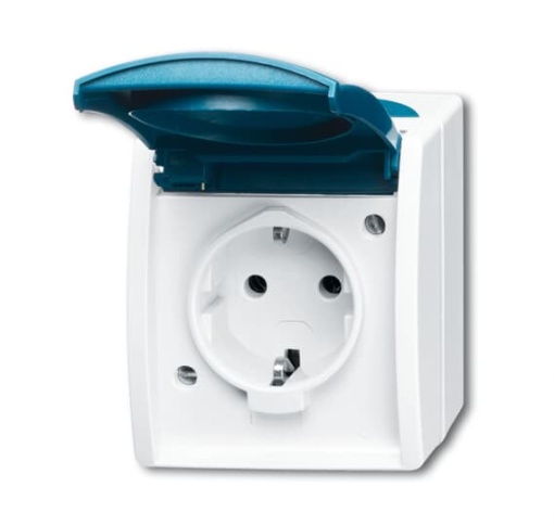 Socket Outlets with Hinged Lid 16 A grey  blue-green  - ocean