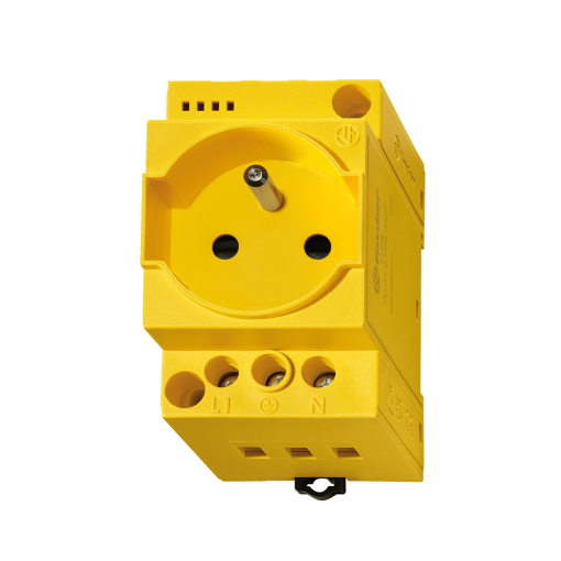 Tomada para quadros eléctricos - Sistema francês - Tipo E 16 A - Amarelo - 7U0182300002