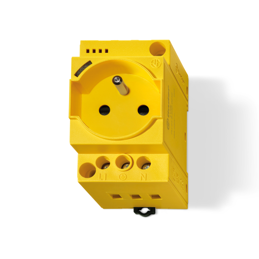 Tomada para quadros eléctricos - Sistema francês - Tipo E 16 A - Amarelo - 7U0182300012