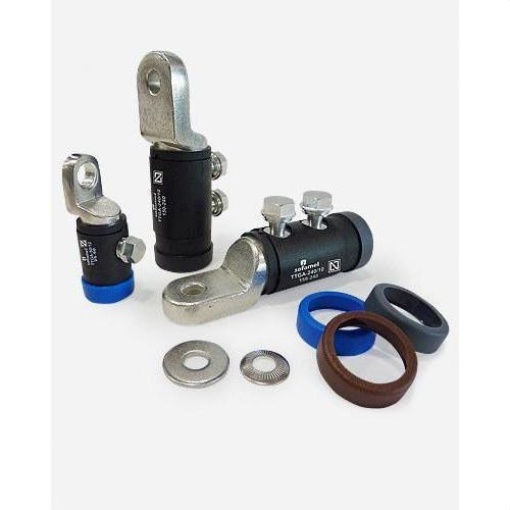 Terminal aislado TTGA-15010 con tornillo fusible normalizados por Iberdrola 2xM17 sección 95 a 150mm²