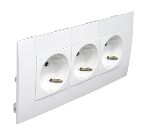 TOM TRIPLA SCHUKO MOD L75 - 6 MÓD BRANCA