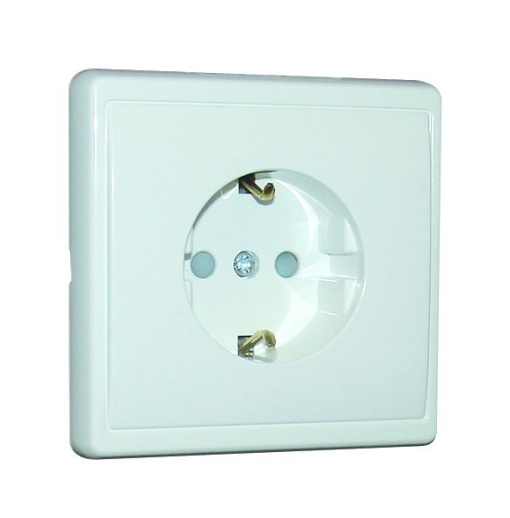 TOMADA SCHUKO MONOBLOCO COBTURADOR BRANCA