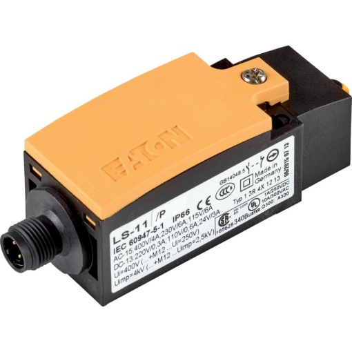 Position switch, Roller plunger, Complete device, 1 NO, 1 NC, Cage Clamp, Yellow, Insulated material, -25 - 70 C, with M12 connector, EN 50047 Form