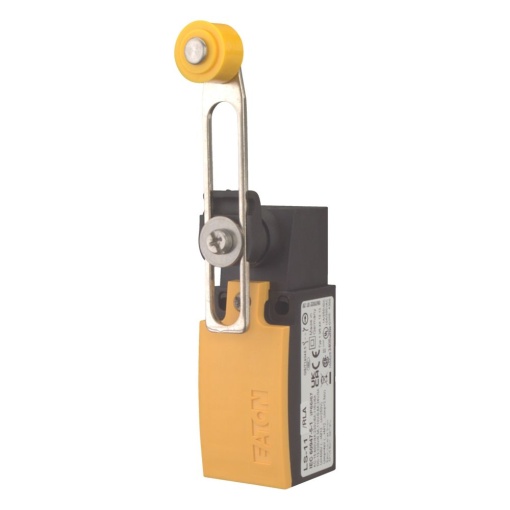 Position switch, Adjustable roller lever, Complete unit, 1 NO, 1 NC, Cage Clamp, Yellow, Insulated material, -25 - 70 C