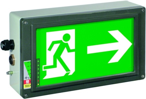 Ex-escape sign luminaires EX-LITE N with integrated emergency light function for zone 121, Pictogram DIN 4844, Arrow 3 Clock