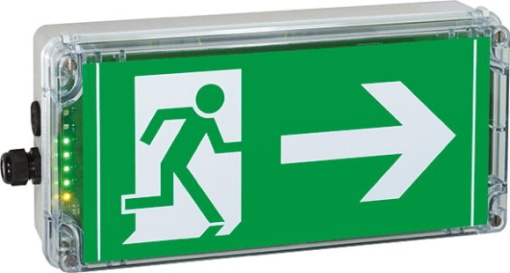 Ex-escape sign luminaires EXIT N with integrated emergency light function for zone 121, Pictogram DIN 4844, Arrow 3 Clock