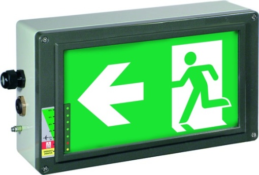 Ex-escape sign luminaires EX-LITE N with integrated emergency light function for zone 121, Pictogram DIN ISO 7010, Arrow 9 Clock