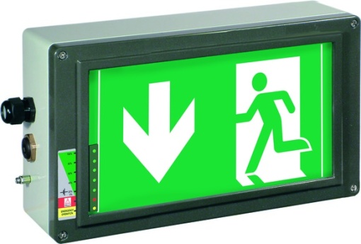 Ex-escape sign luminaires EX-LITE N with integrated emergency light function for zone 121, Pictogram DIN ISO 7010, Arrow 6 Clock