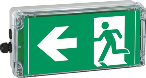 EXIT 2ARROW 9 clock PL acc.. ISO 7010