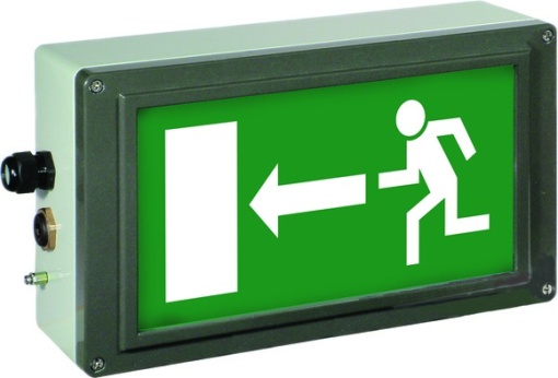 Ex-escape sign luminaires EX-LITE V-CG-S for emergency light function for zone 121, Pictogram EN 1838, Arrow 9 Clock