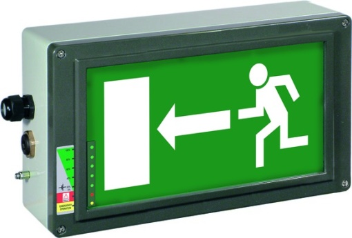 Ex-escape sign luminaires EX-LITE NLT with integrated emergency light function for zone 121, Pictogram EN 1838, Arrow 9 Clock