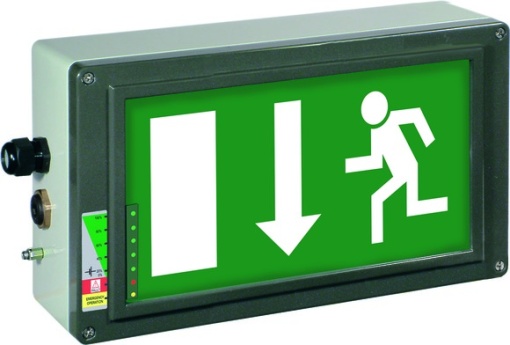 Ex-escape sign luminaires EX-LITE NLT with integrated emergency light function for zone 121, Pictogram EN 1838, Arrow 6 Clock