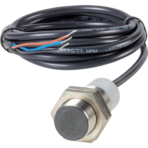 E57P performance short body series, 1 NO, 3-wire, 10  48 V DC, M18 x 1 mm, Sn 8 mm, Flush, NPN, Stainless steel, 2 m connection cable