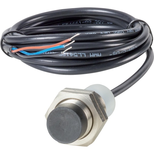 E57P performance short body series, 1 NO, 3-wire, 10  48 V DC, M18 x 1 mm, Sn 12 mm, Non-flush, NPN, Stainless steel, 2 m connection cable