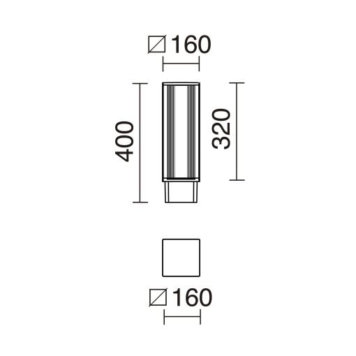 Bornes AURA IP65 LED SMD 23W 3680lm1720lm CRI80 4000K 120º 400mm Castanho ferrugem