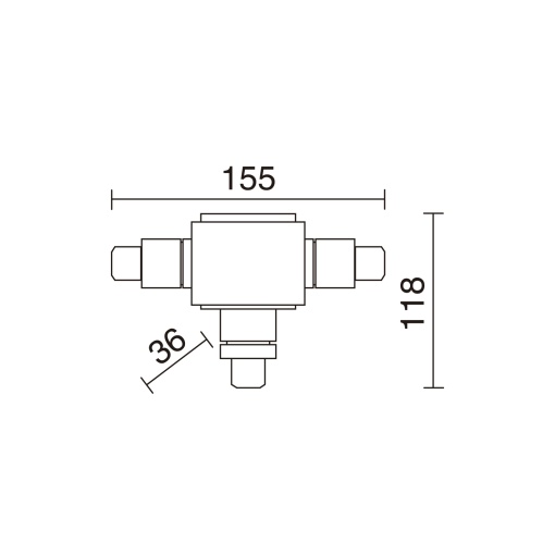 Accesorios  Triple conector T desde Ø13,5mm CONECTORES Preto