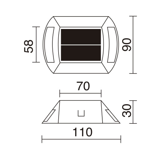 Superfície Solar Mounted INTI 1 Beam Flashing IP68 LED SMD BRANCO 0.34W Cinzento