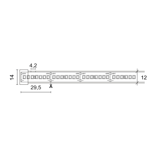 Tira conduzida NILO IP67 LED SMD 2835 19.20Wm 1920lmm CRI90 2700K 120º