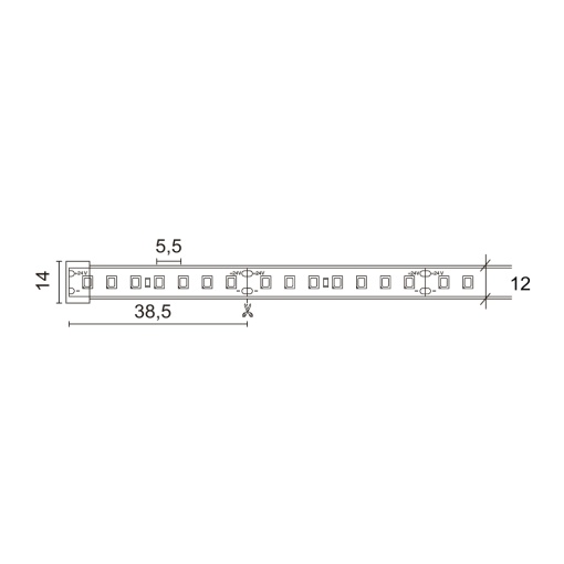 Tira conduzida NILO IP67 LED SMD 2835 14.40Wm 1510lmm CRI90 3000K 120º