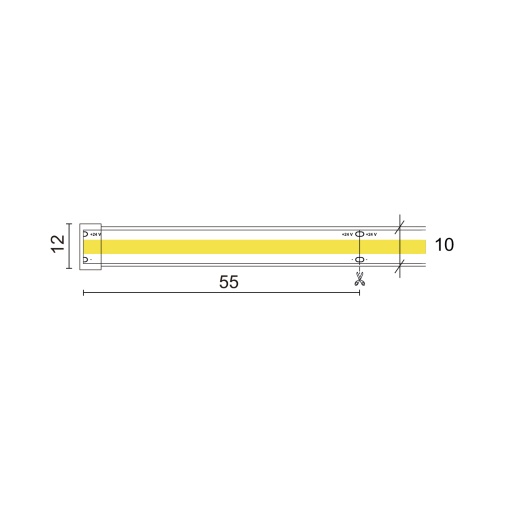 Tira conduzida RINS IP67 LED COB 10Wm 930lmm CRI90 3000K 120º