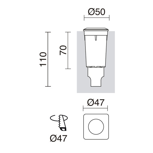 Um recesso parede  chão RAIN Square Blue IP67 G9 LED Bulb 1.70W 170lm Branco