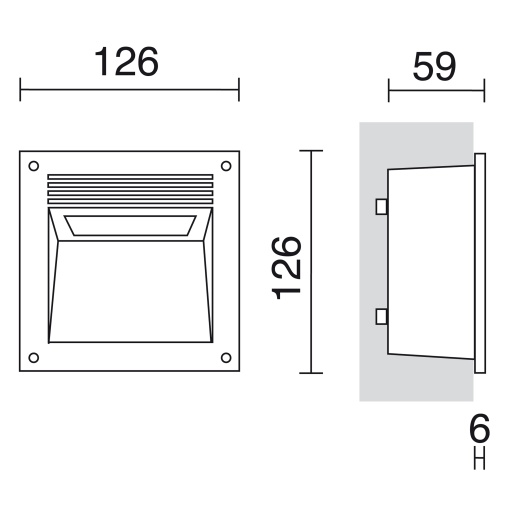 Assimétrica rebaixada RIMA IP65 LED SMD AC 4W 500lm82lm CRI80 3000K Antracite