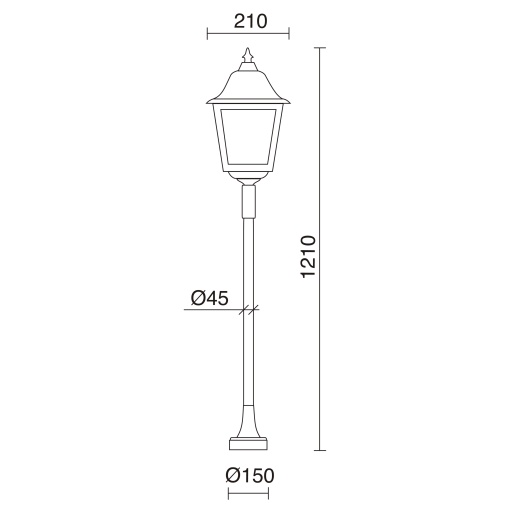 Bollard clássico ROB IP44 E27 42W 1210mm Vidro fosco Blanco texturado