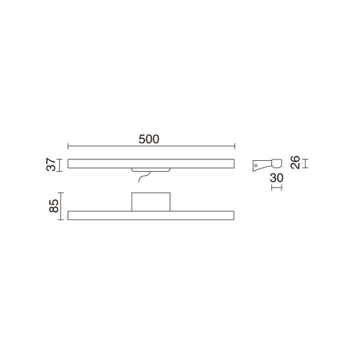 Aplique baño SLEET ON WALL M LED SMD AC 8W 545lm614lm633lm CRI84 3000K4000K5700K Cromado