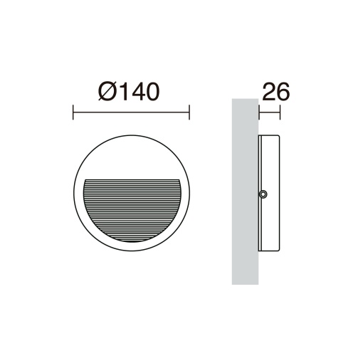 Aplique asimétrico SLIM Round IP65 LED SMD 4W 575lm136lm CRI90 4000K 42º85º Cinzento