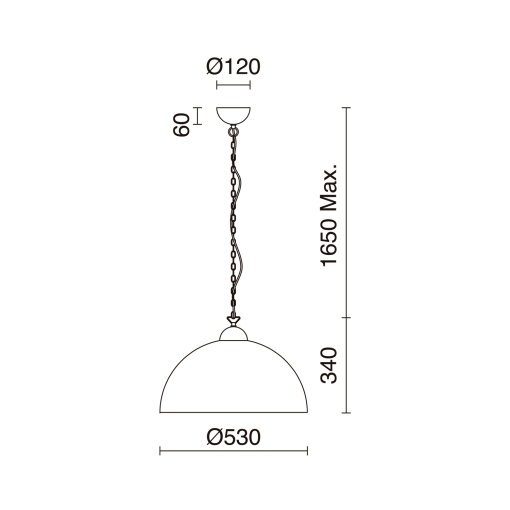 Suspensão TANNA E27 60W Preto Folha de ouro
